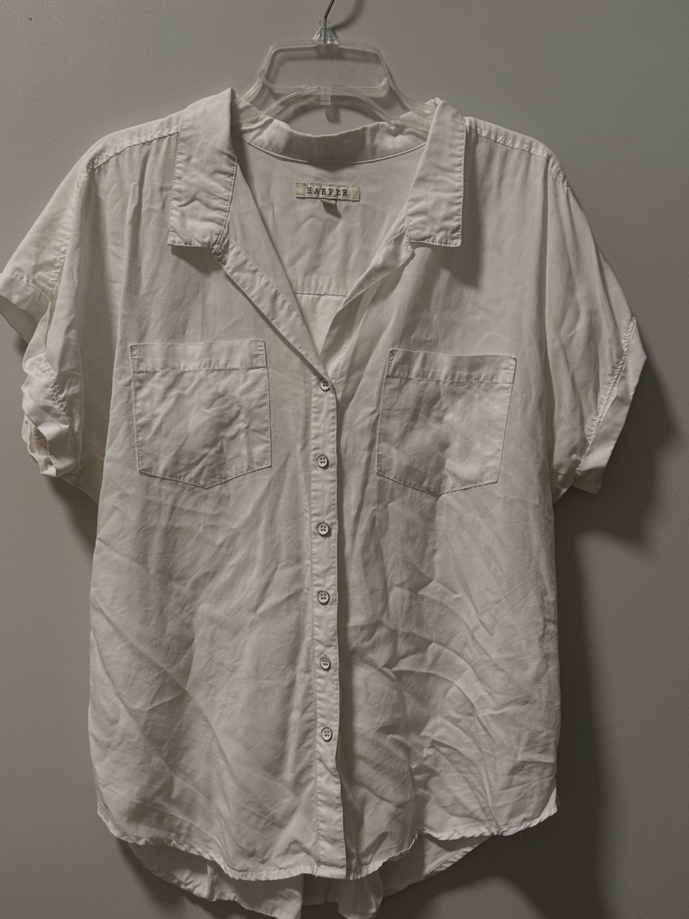 Harper White Short-Sleeve Casual Button-Down Shirt